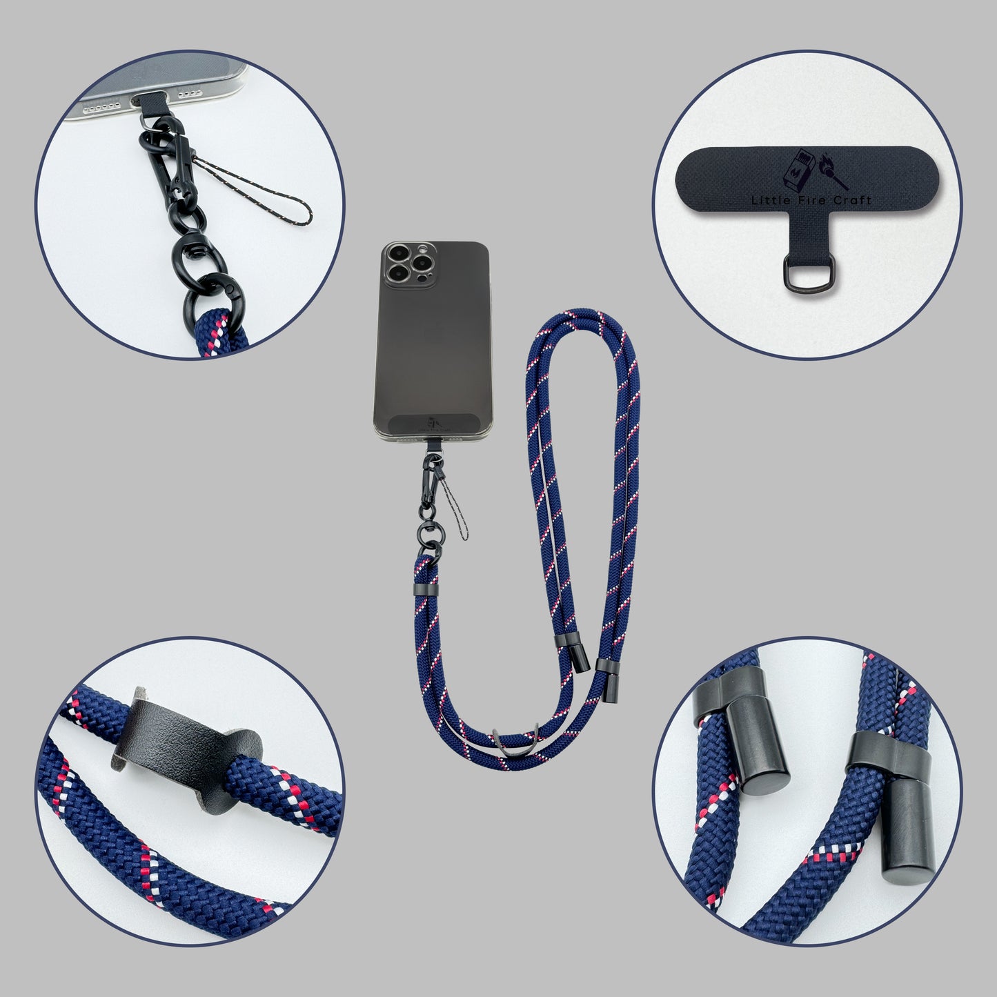 Adjustable Cell Phone Lanyard Crossbody Phone Lanyard Soft Phone Strap Around the Neck Cell Phone Rope (Navy)