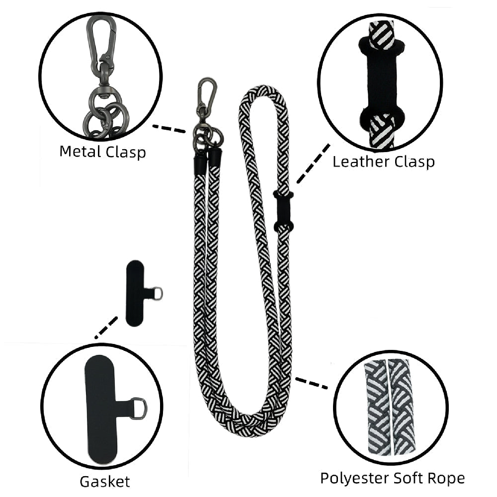 Cell Phone Lanyard Crossbody Rope Around The Neck Wrist Strap for Most Smartphone Case Headset Keychain Offices ID - cpr47-Coffeewhite