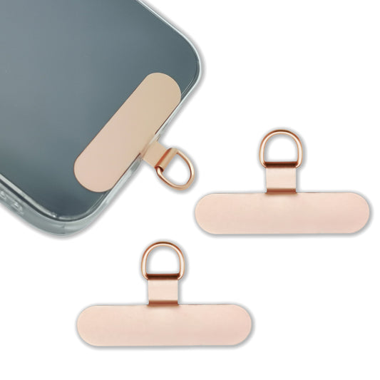 Phone Lanyard Patch Metal Phone Strap Tether Tab Stainless Steel Cell Phone Lanyard Patch Replacement 2 Pack (Rose Gold/Oval)