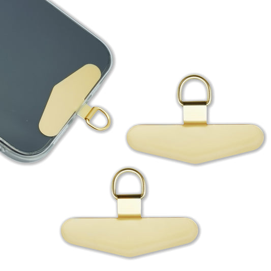 Phone Lanyard Patch Metal Phone Strap Tether Tab Stainless Steel Cell Phone Lanyard Patch Replacement 2 Pack (Gold/Triangle)