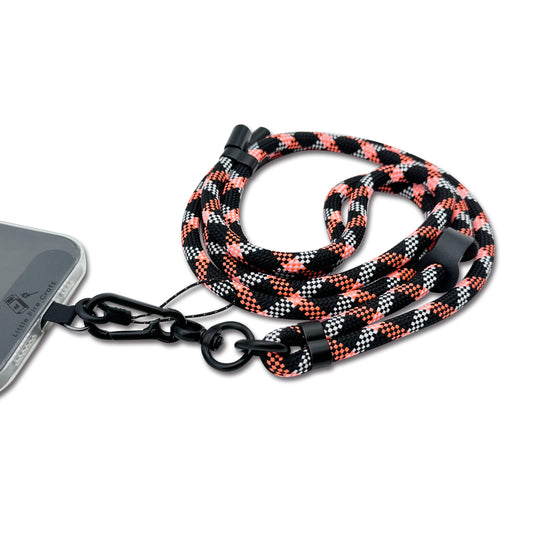 Adjustable Cell Phone Lanyard Crossbody Phone Lanyard Soft Phone Strap Around the Neck Cell Phone Rope (Orange/Black)