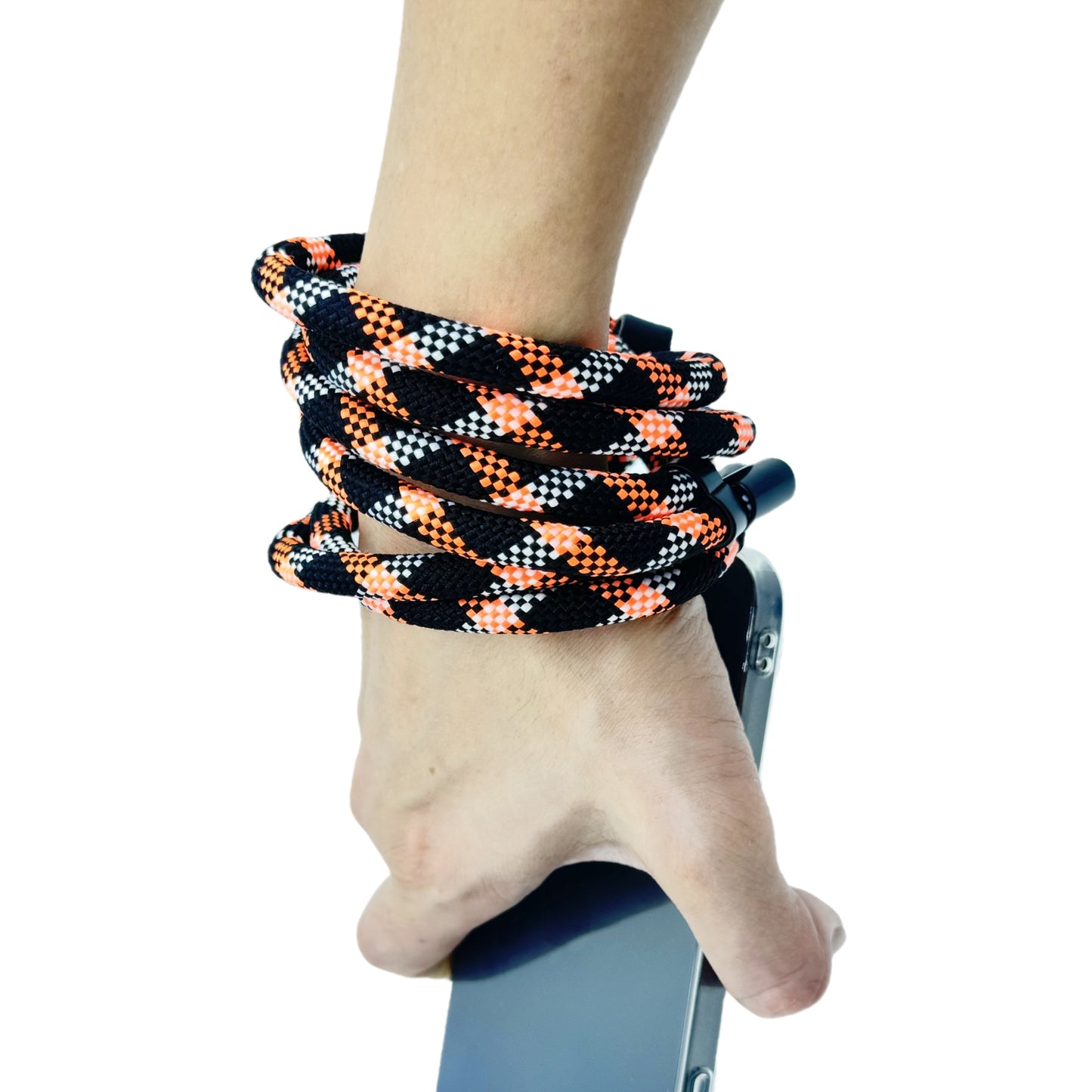 Adjustable Cell Phone Lanyard Crossbody Phone Lanyard Soft Phone Strap Around the Neck Cell Phone Rope (Orange/Black)