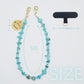 Beaded Phone Charm Nature Stone Cell Phone Wrist Strap Crystal Beaded Charm Stone Beads Chain Wrist Lanyard Hand Wristlet (Green Turquoise)