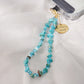 Beaded Phone Charm Nature Stone Cell Phone Wrist Strap Crystal Beaded Charm Stone Beads Chain Wrist Lanyard Hand Wristlet (Green Turquoise)