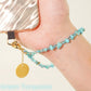 Beaded Phone Charm Nature Stone Cell Phone Wrist Strap Crystal Beaded Charm Stone Beads Chain Wrist Lanyard Hand Wristlet (Green Turquoise)