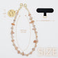 Beaded Phone Charm Nature Stone Cell Phone Wrist Strap Crystal Beaded Charm Stone Beads Chain Wrist Lanyard Hand Wristlet (Sunstone)