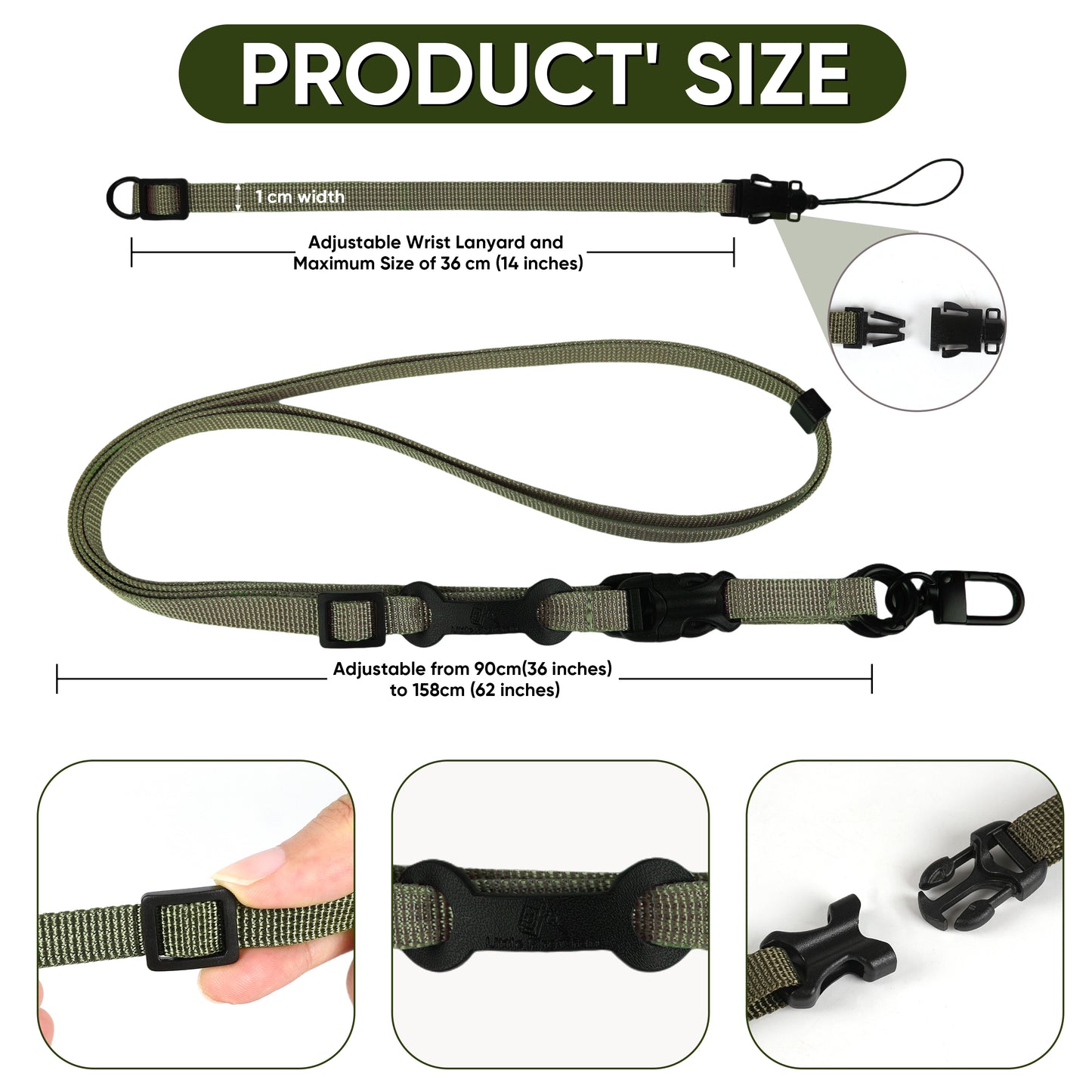 Cell Phone Strap Adjustable Wrist Strap Crossbody Phone Strap Extra Long Phone Lanyard Wrist Lanyard (Army Green)