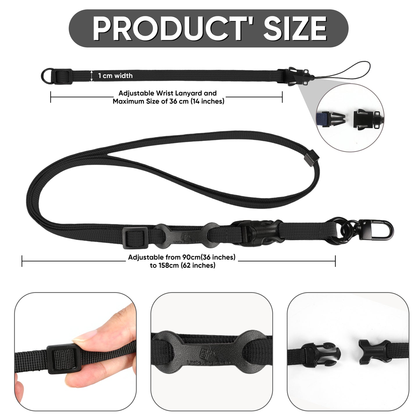 Cell Phone Strap Adjustable Wrist Strap Crossbody Phone Strap Extra Long Phone Lanyard Wrist Lanyard (Black)