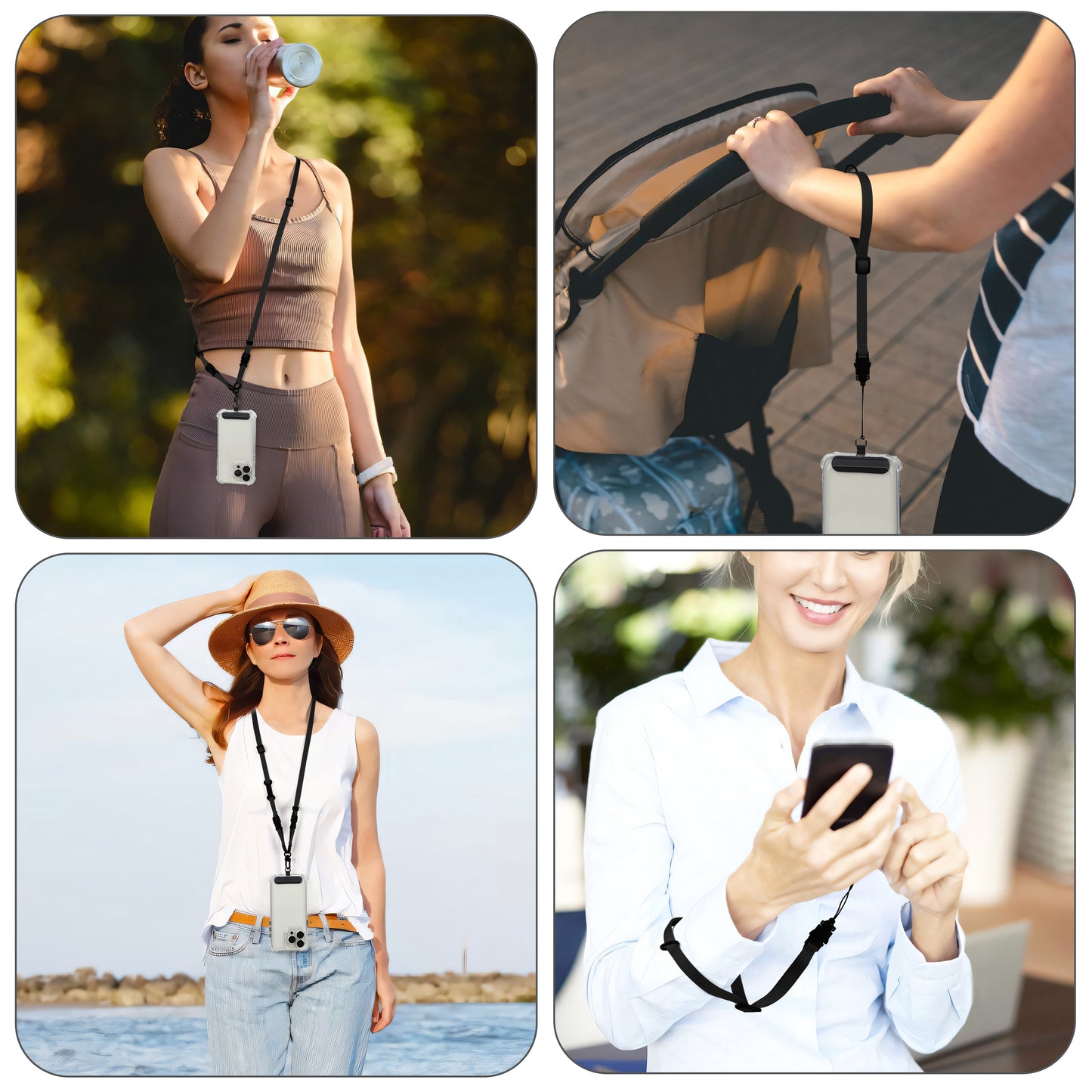 Cell Phone Strap Adjustable Wrist Strap Crossbody Phone Strap Extra Long Phone Lanyard Wrist Lanyard (Black)