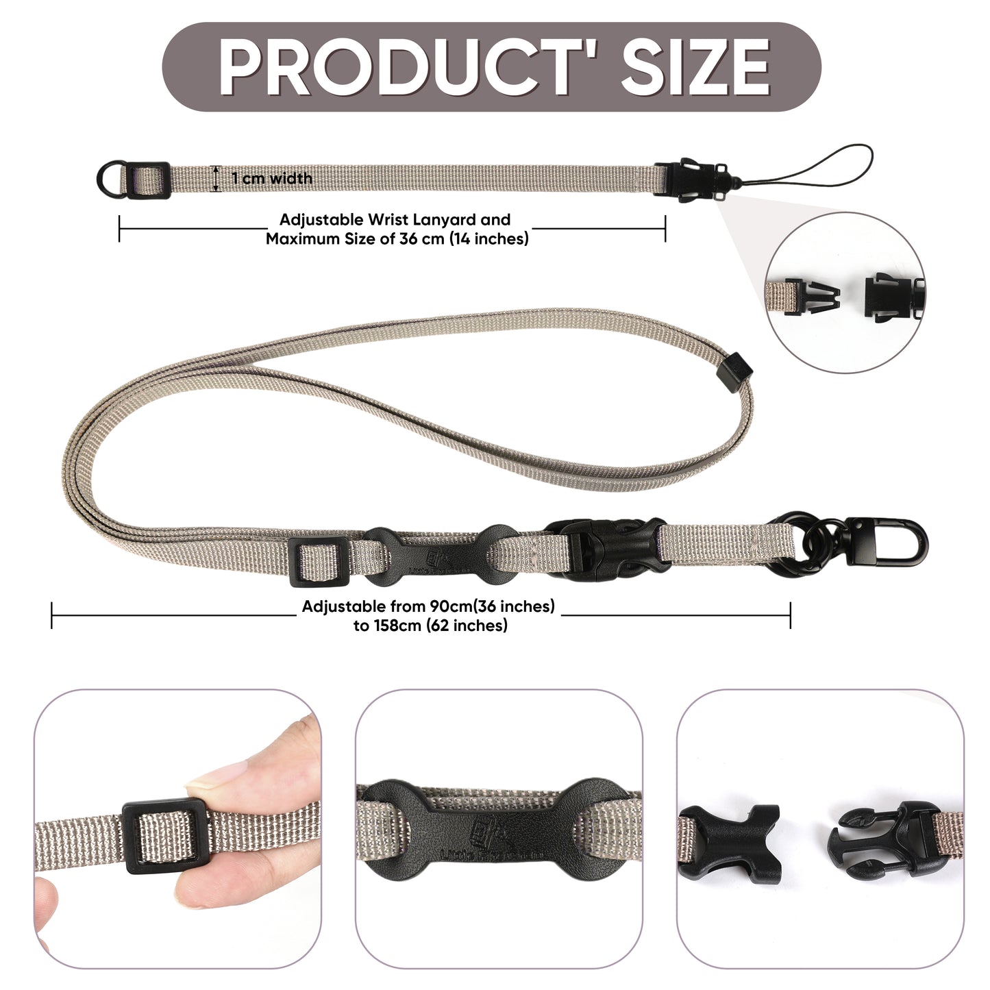 Cell Phone Strap Adjustable Wrist Strap Crossbody Phone Strap Extra Long Phone Lanyard Wrist Lanyard (Khaki)