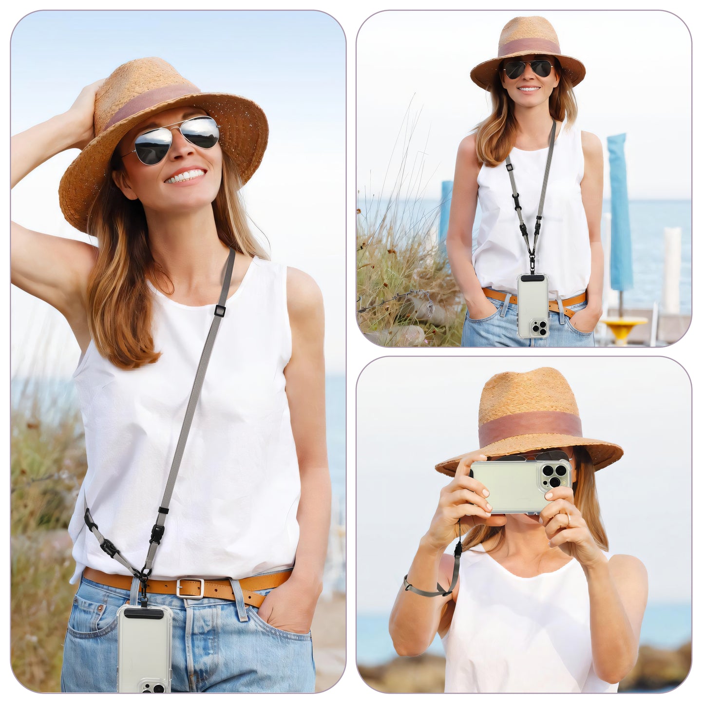 Cell Phone Strap Adjustable Wrist Strap Crossbody Phone Strap Extra Long Phone Lanyard Wrist Lanyard (Khaki)