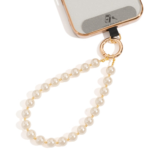 Beaded Phone Wrist Strap Phone Lanyard Hand Strap Detachable Phone Wrist Lanyard (Champagne)