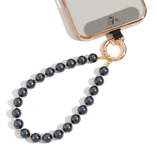 Beaded Phone Wrist Strap Phone Lanyard Hand Strap Detachable Phone Wrist Lanyard (Charcoal Grey)