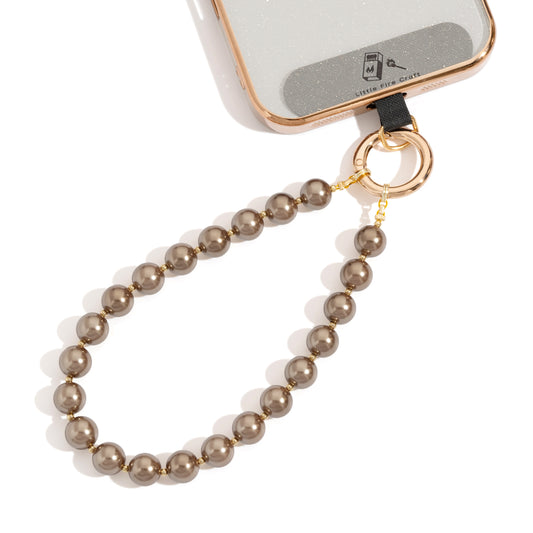 Beaded Phone Wrist Strap Phone Lanyard Hand Strap Detachable Phone Wrist Lanyard (Coffee)