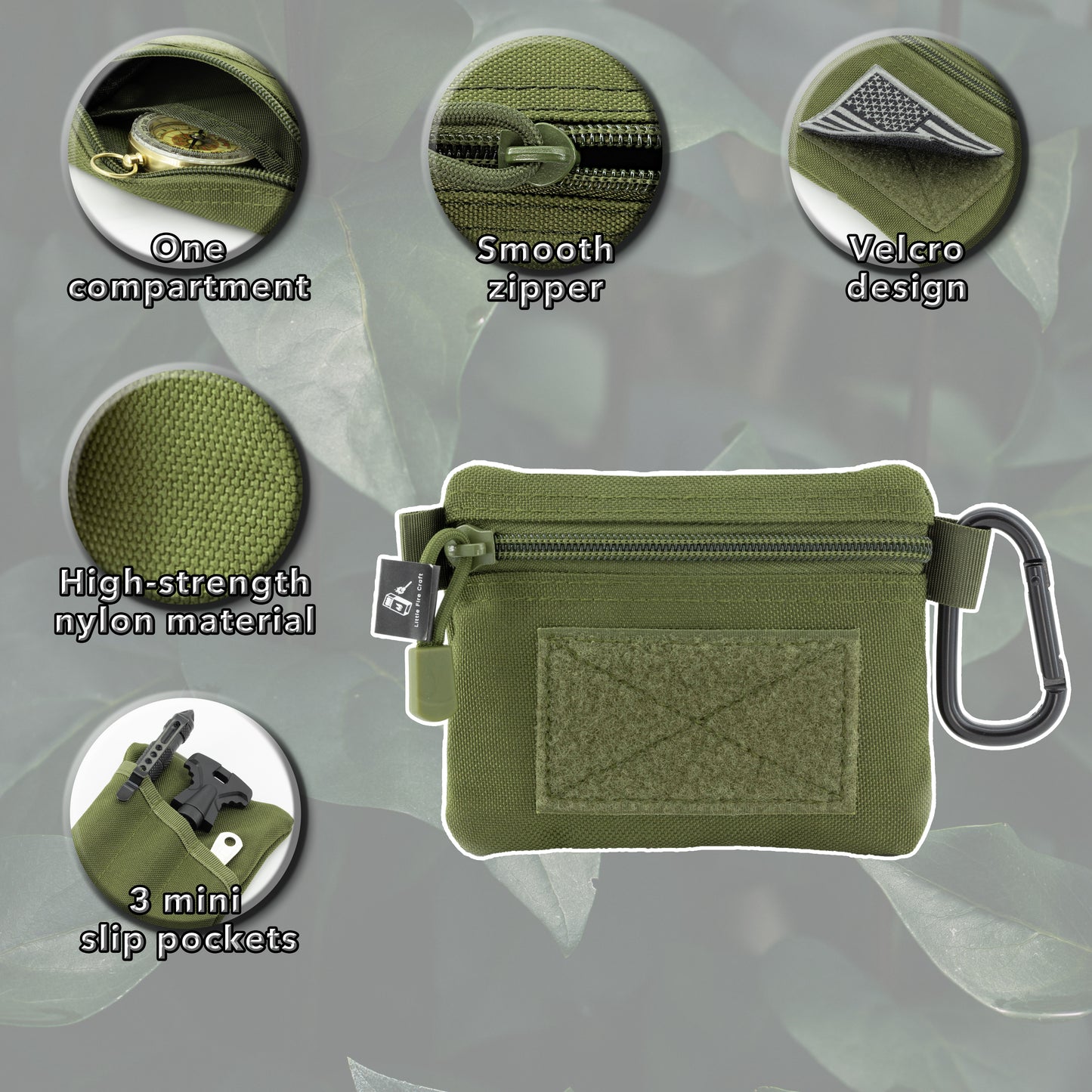 Tactical Compact Pouch Molle Attachment Lightweight Waist Pack Utility EDC Pouch (Army Green)